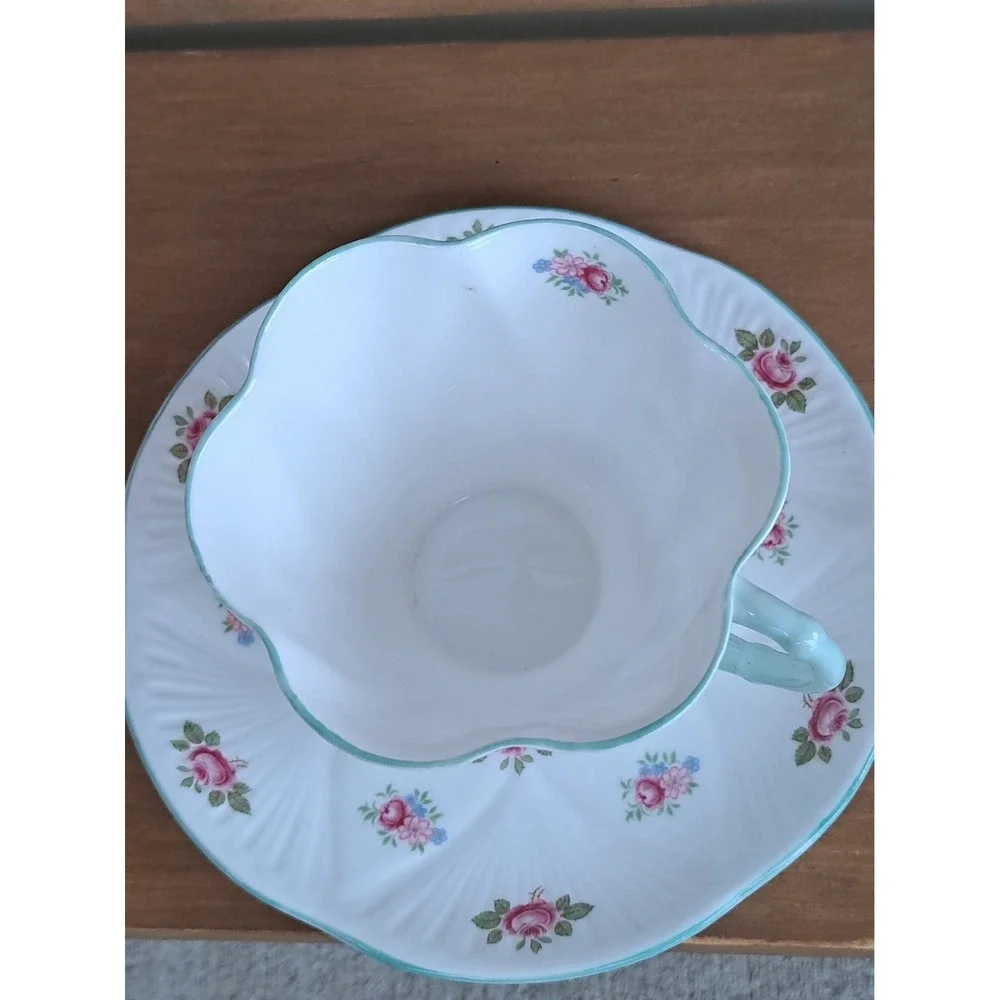 VTG Shelley Rosebud England Fine Bone China Teacup And Sauser